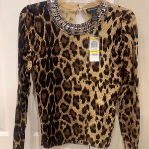 INC Neutral Leopard Pullover